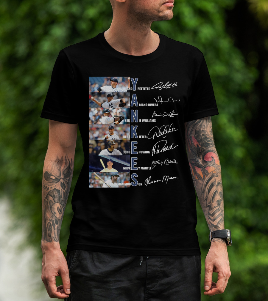Yankees Andy Pettitte Mariano Rivera Bernie Williams Derek Jeter Jorge Posada Mickey Mantle Thurman Munson T-Shirt