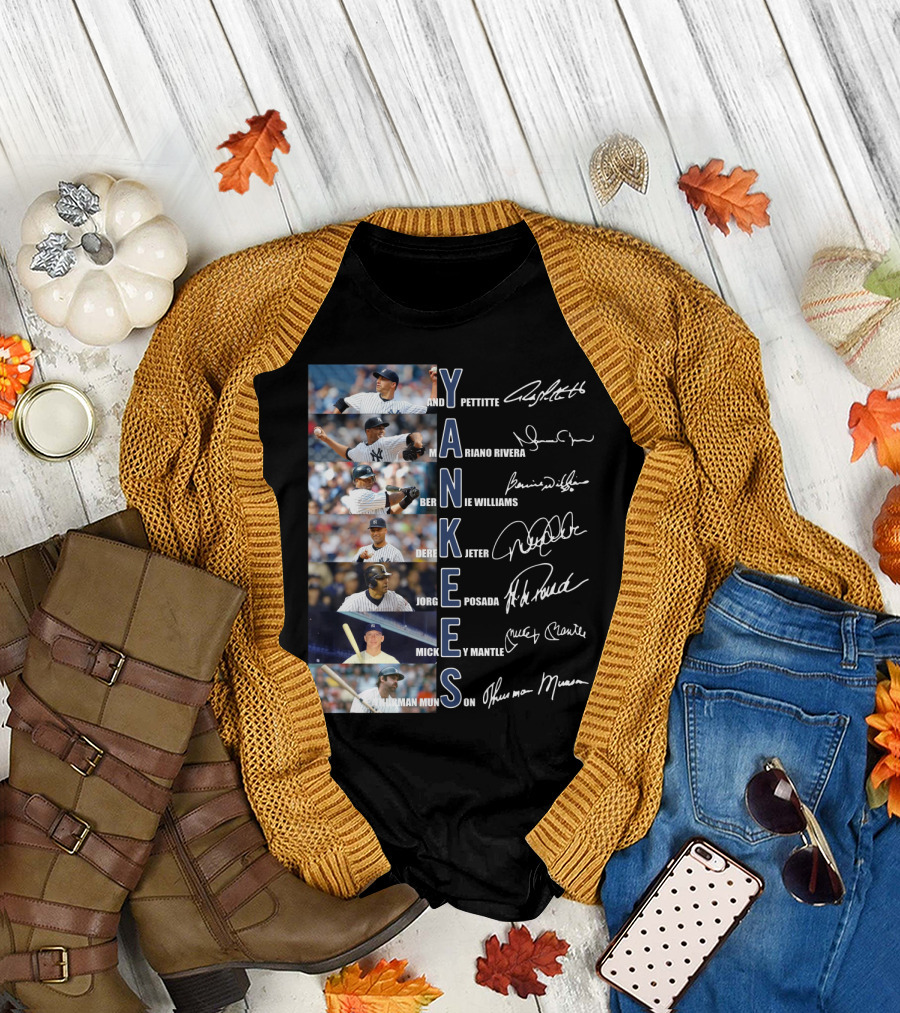 Yankees Andy Pettitte Mariano Rivera Bernie Williams Derek Jeter Jorge Posada Mickey Mantle Thurman Munson T-Shirt