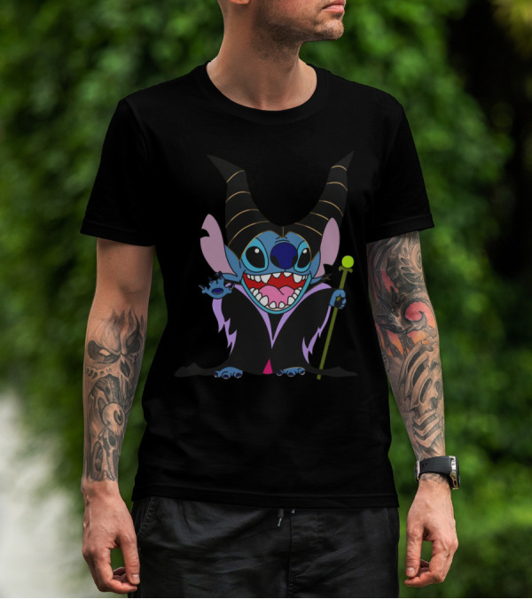 Maleficent Stitch Witch Crossover Character Costume T-Shirt