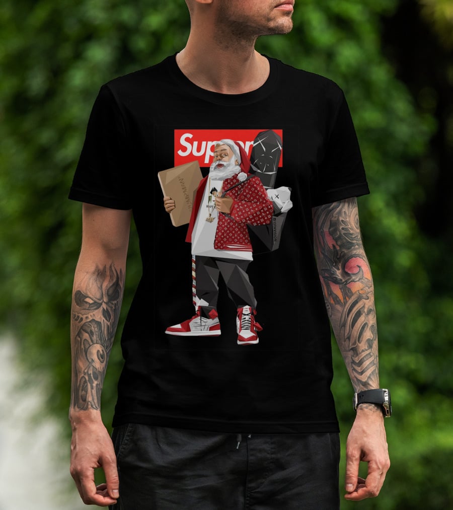 Santa Claus Supreme Hiphop Fashion Mashup With Luxury Brands T-Shirt