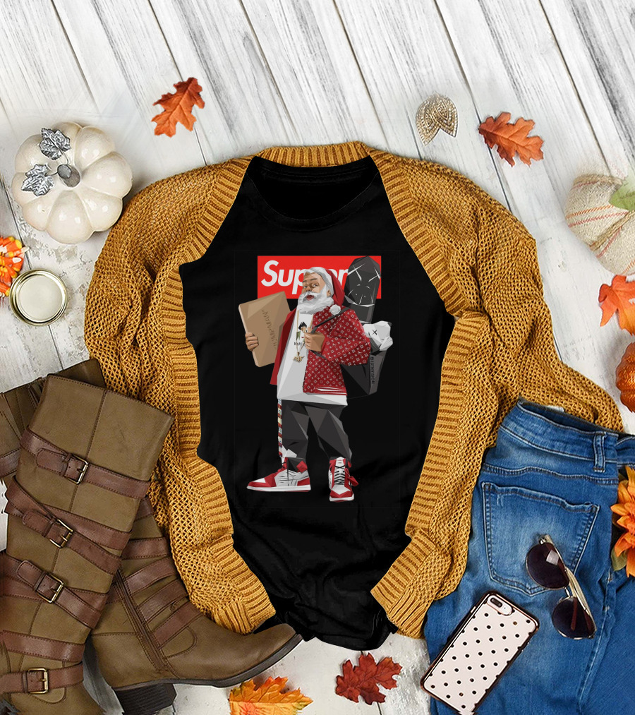 Santa Claus Supreme Hiphop Fashion Mashup With Luxury Brands T-Shirt