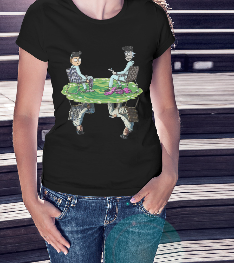 Rick And Morty Crossover Breaking Bad Walter And Jesse Reflection In Lawn Chairs T-Shirt