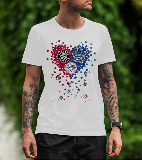 Toronto Raptors Maple Leafs Blue Jays Heart T-Shirt