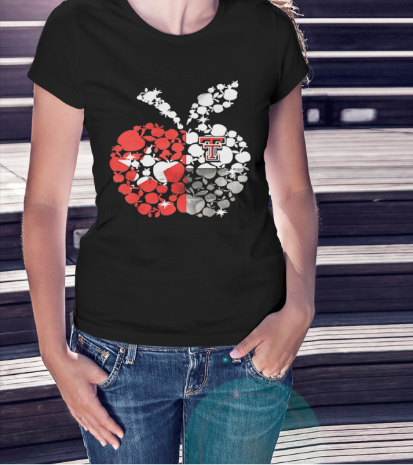 Texas Tech Red Raiders Apple Pattern State Flag T-Shirt