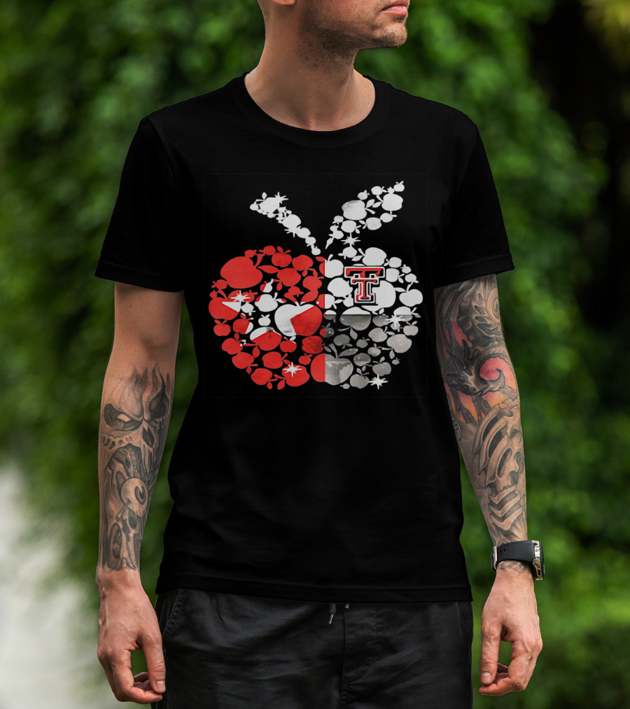 Texas Tech Red Raiders Apple Pattern State Flag T-Shirt