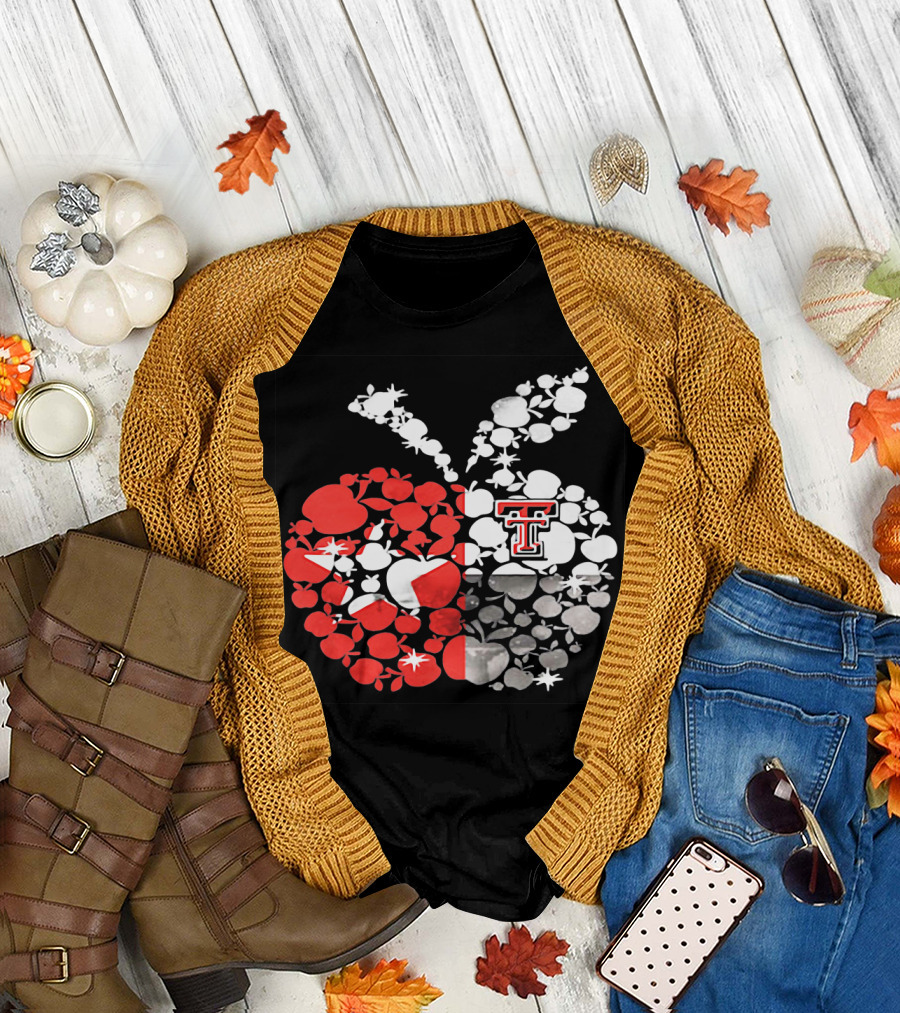 Texas Tech Red Raiders Apple Pattern State Flag T-Shirt