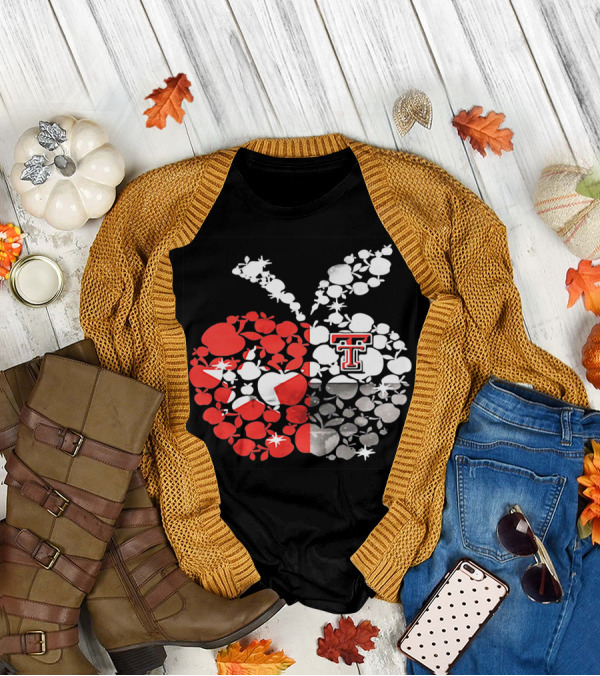 Texas Tech Red Raiders Apple Pattern State Flag T-Shirt