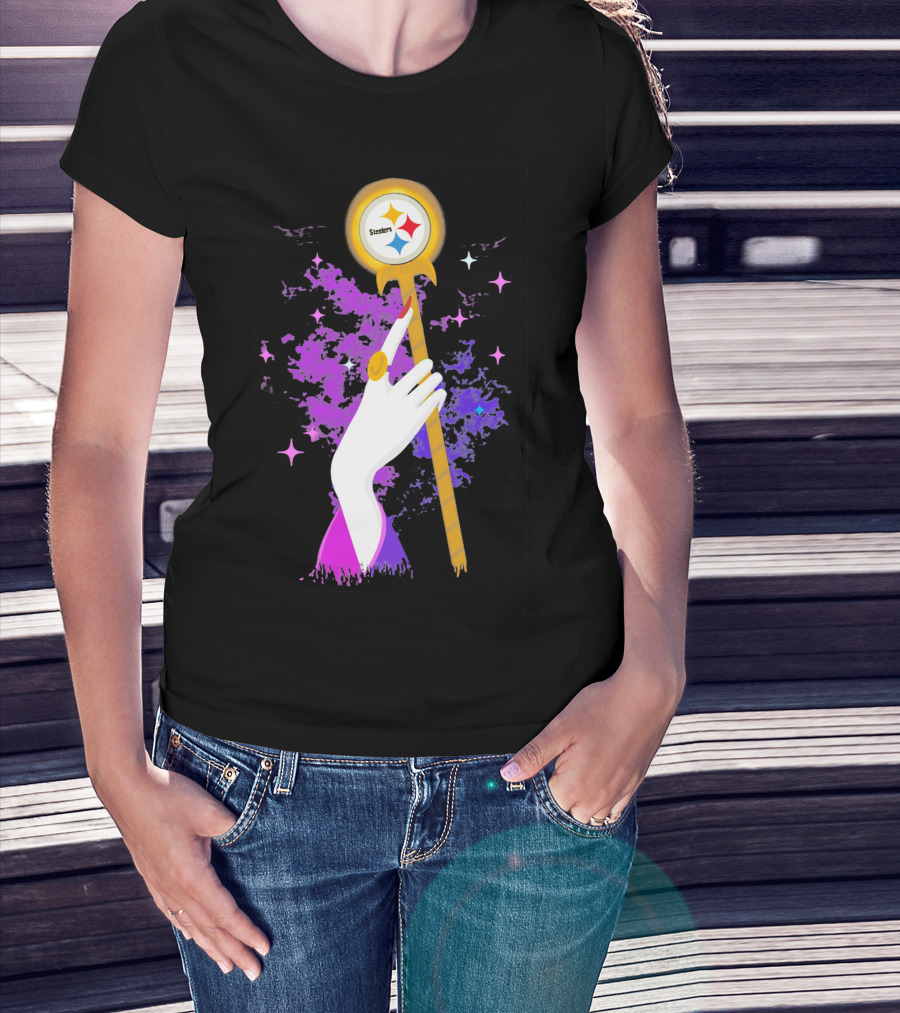 Pittsburgh Steelers Magic Wand With Logo Witches Theme T-Shirt