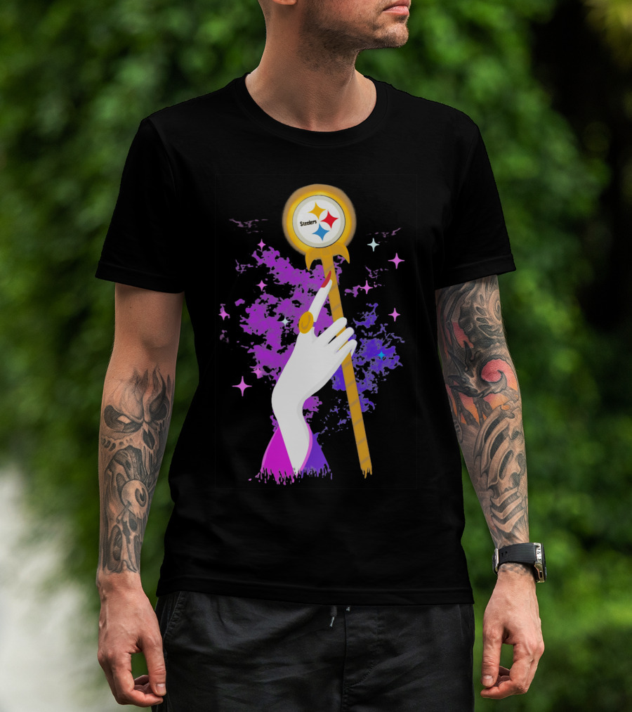 Pittsburgh Steelers Magic Wand With Logo Witches Theme T-Shirt
