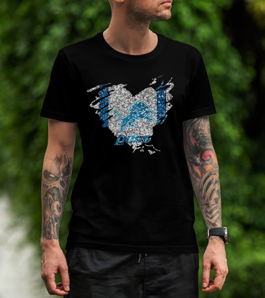Detroit Lions Heart Diamond T-Shirt