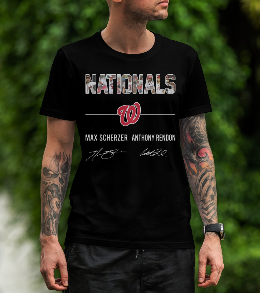 Nationals Max Scherzer Anthony Rendon Washington Team Logo Signatures T-Shirt