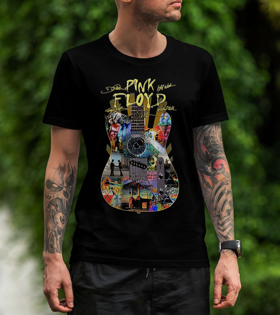 Pink Floyd Guitar Collage Dark Side Of The Moon The Wall Wish You Were Here T-Shirt