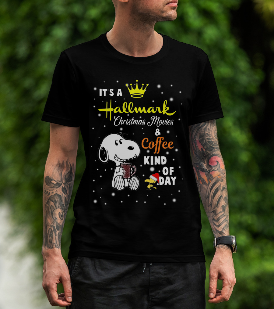 Snoopy Hallmark Christmas Movies And Coffee Kind Of Day Snowflakes T-Shirt
