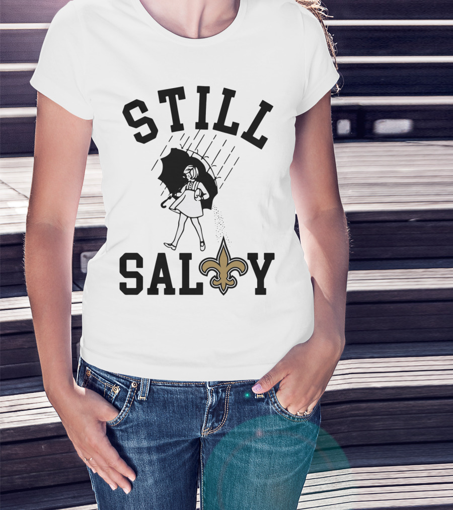 Still Salty Saints Fleur-de-Lis Rain Girl T-Shirt