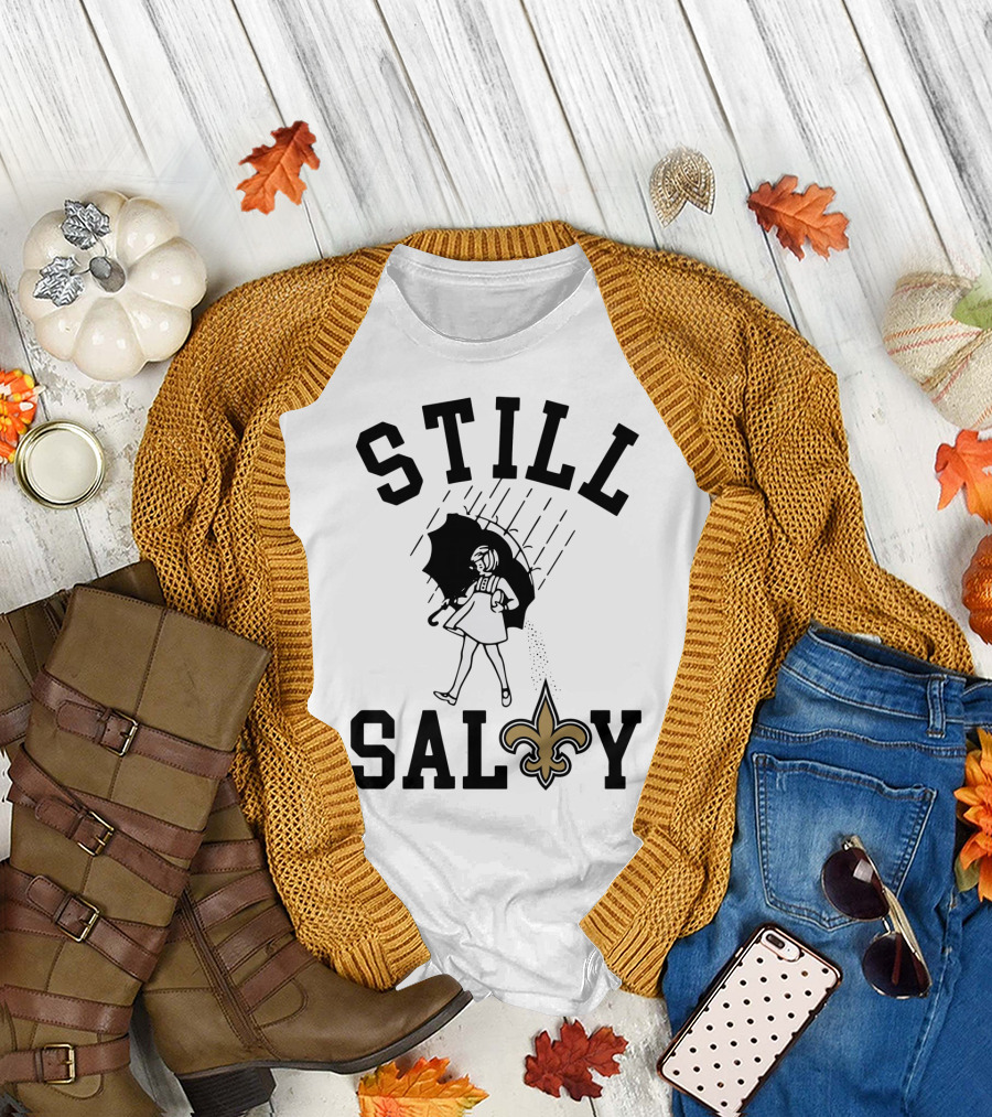 Still Salty Saints Fleur-de-Lis Rain Girl T-Shirt