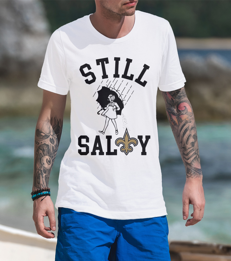 Still Salty Saints Fleur-de-Lis Rain Girl T-Shirt