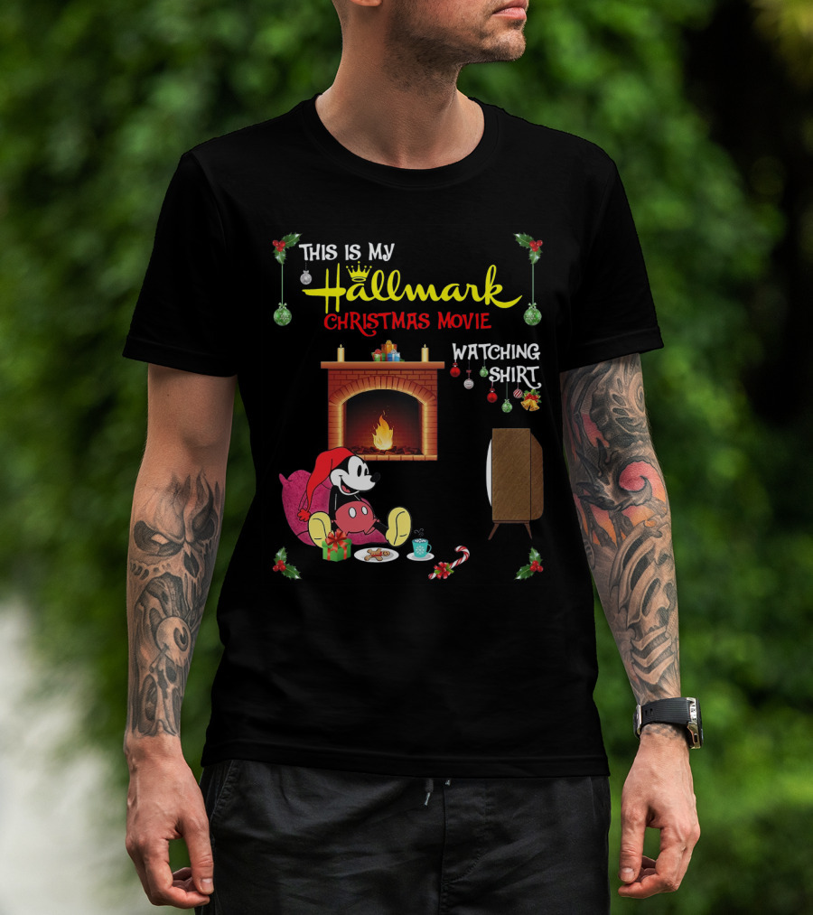 This Is My Hallmark Christmas Movie Watching Shirt Mickey Mouse Cozy Holiday Scene T-Shirt