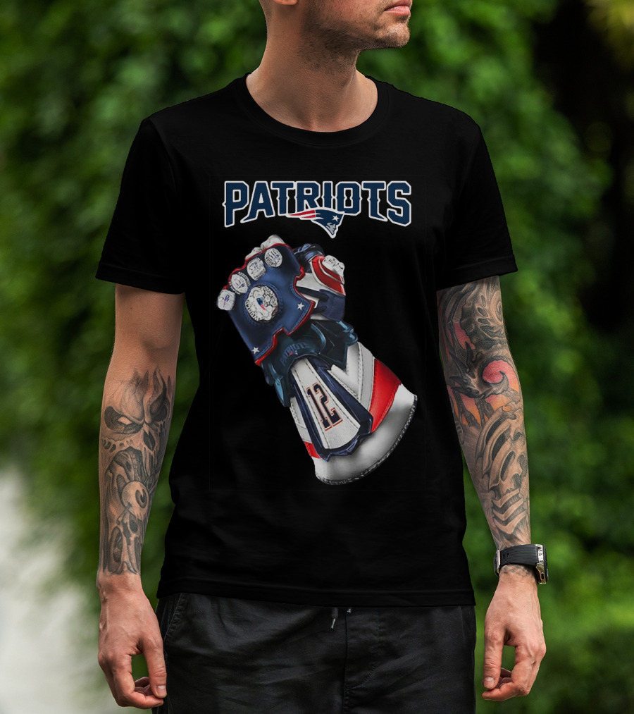 Patriots New England Infinity Gauntlet Football Tribute With Number 12 T-Shirt