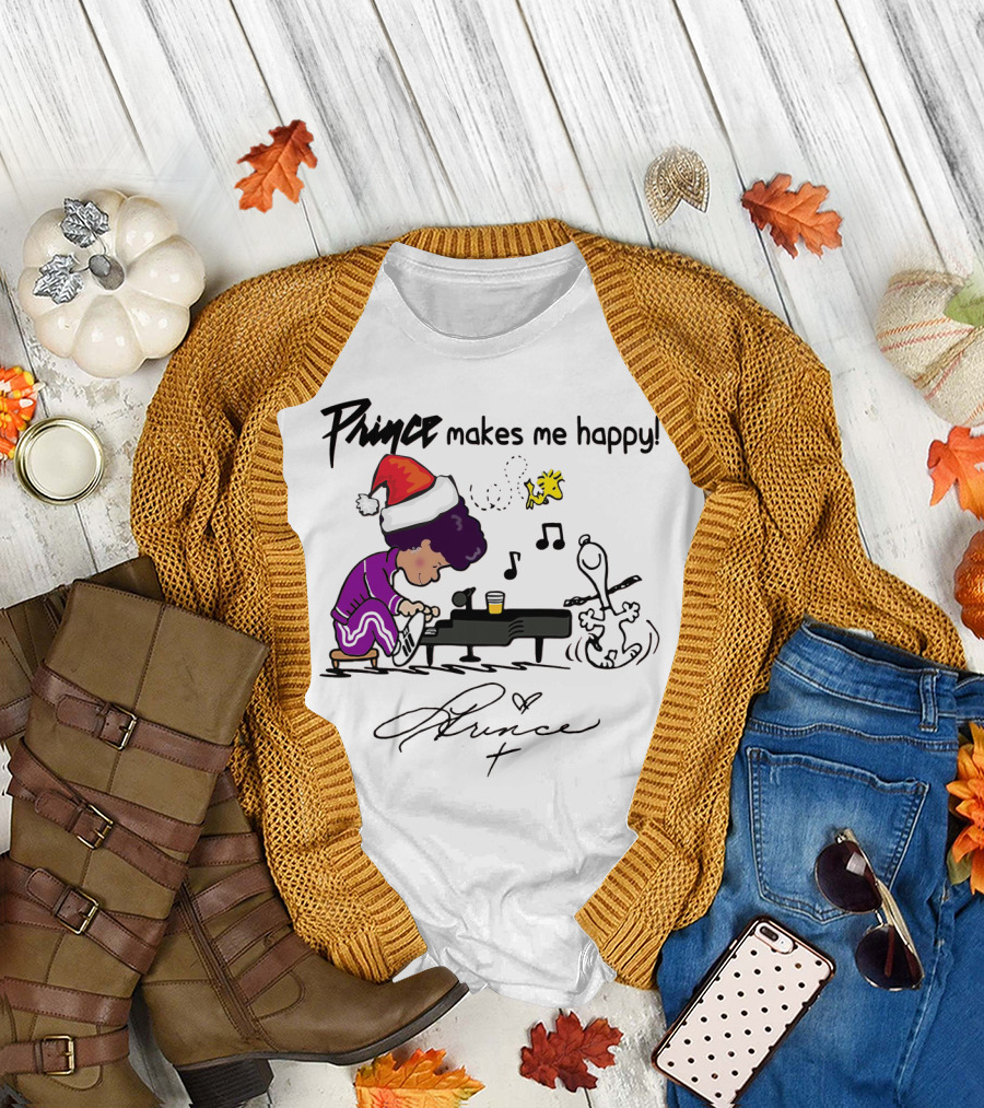 Prince Makes Me Happy Schroeder Snoopy Peanuts Christmas T-Shirt