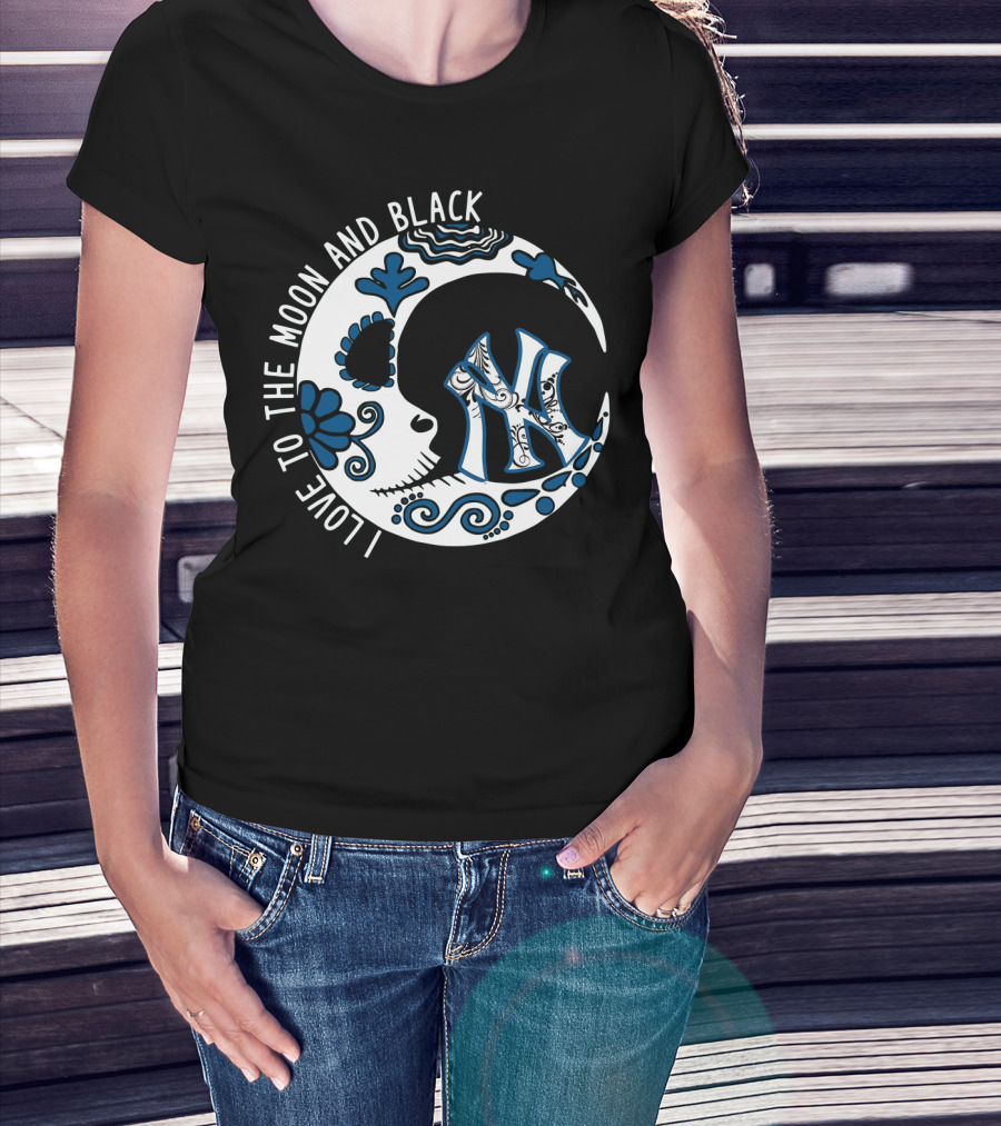 New York Yankees I Love To The Moon And Black T-Shirt
