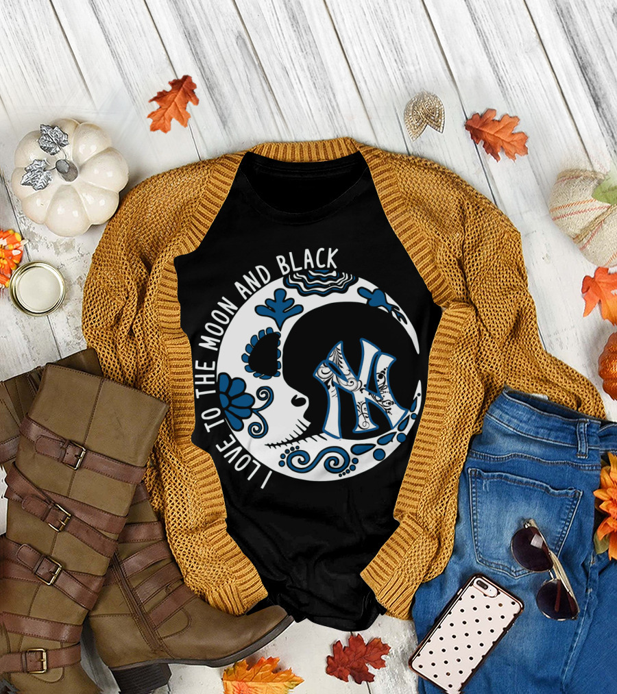 New York Yankees I Love to the Moon and Black T-Shirt