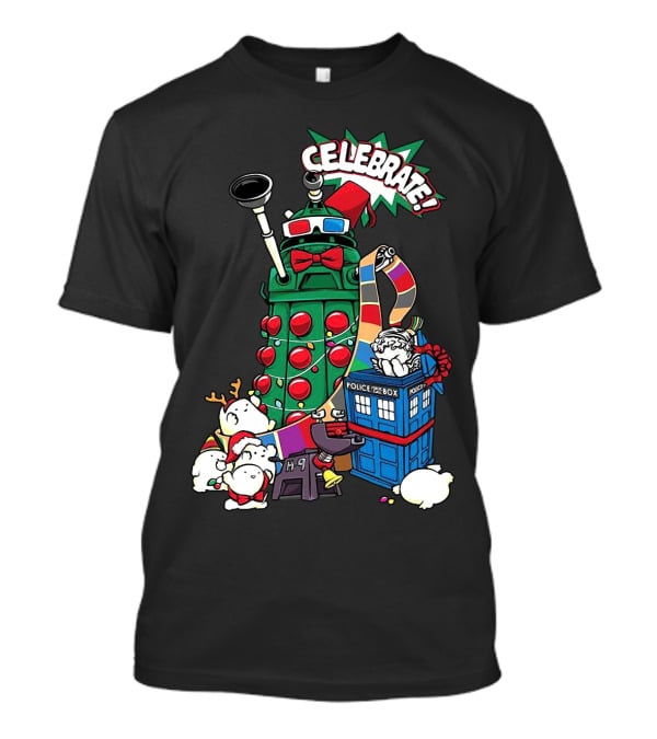 Celebrate Merry Dalek TARDIS Christmas Doctor Who T-Shirt