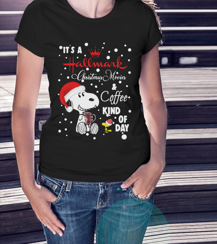 It's A Hallmark Christmas Movies And Coffee Kind Of Day Snoopy And Woodstock T-Shirt