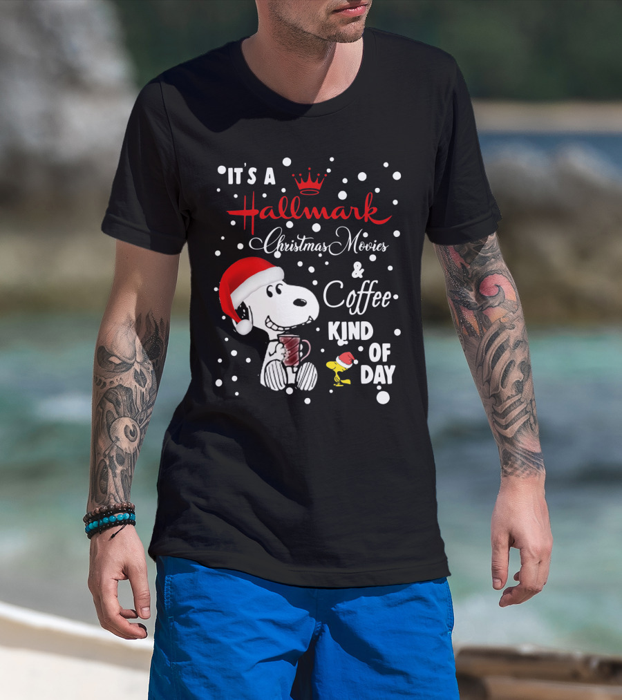 It's A Hallmark Christmas Movies And Coffee Kind Of Day Snoopy And Woodstock T-Shirt