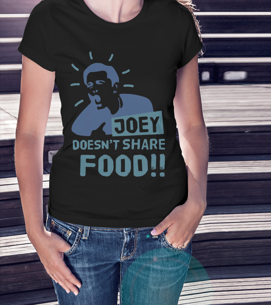 Joey Doesn't Share Food Iconic Shouting Silhouette With Exclamation Marks T-Shirt