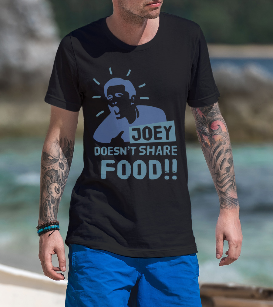 Joey Doesn't Share Food Iconic Shouting Silhouette With Exclamation Marks T-Shirt