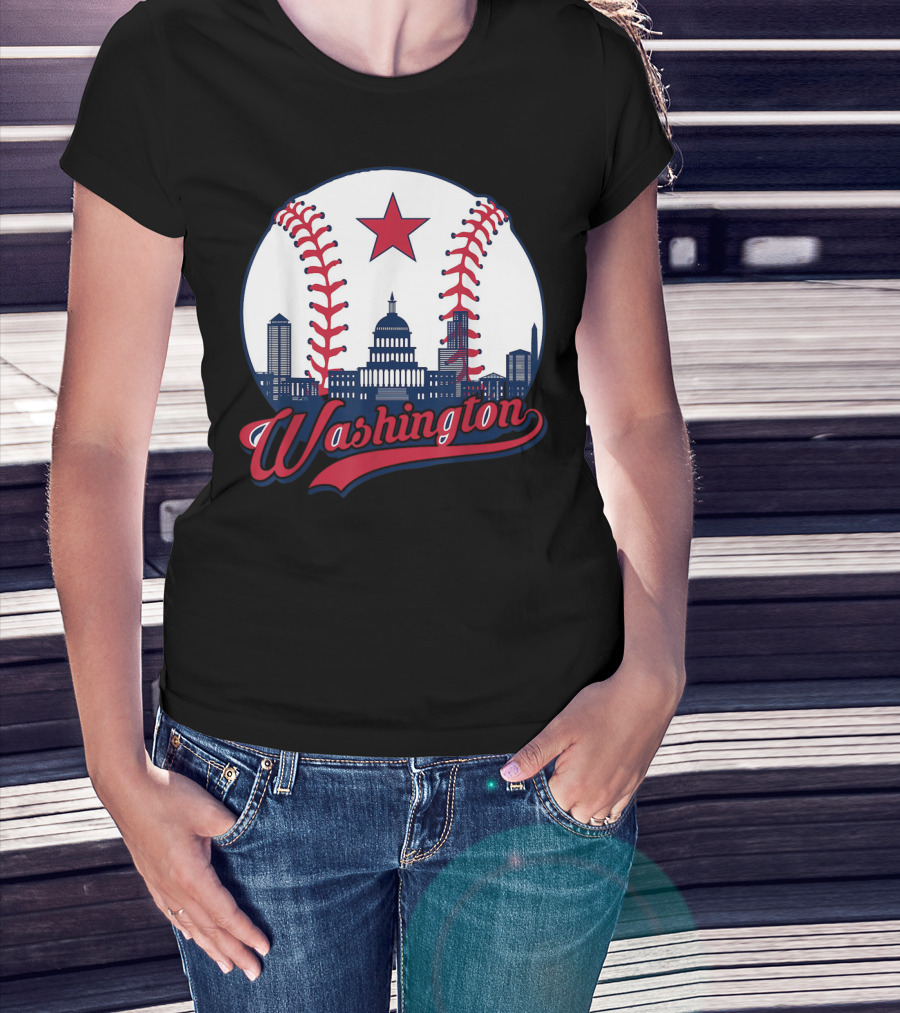 Washington Nationals Baseball Cityscape Capitol Star T-Shirt