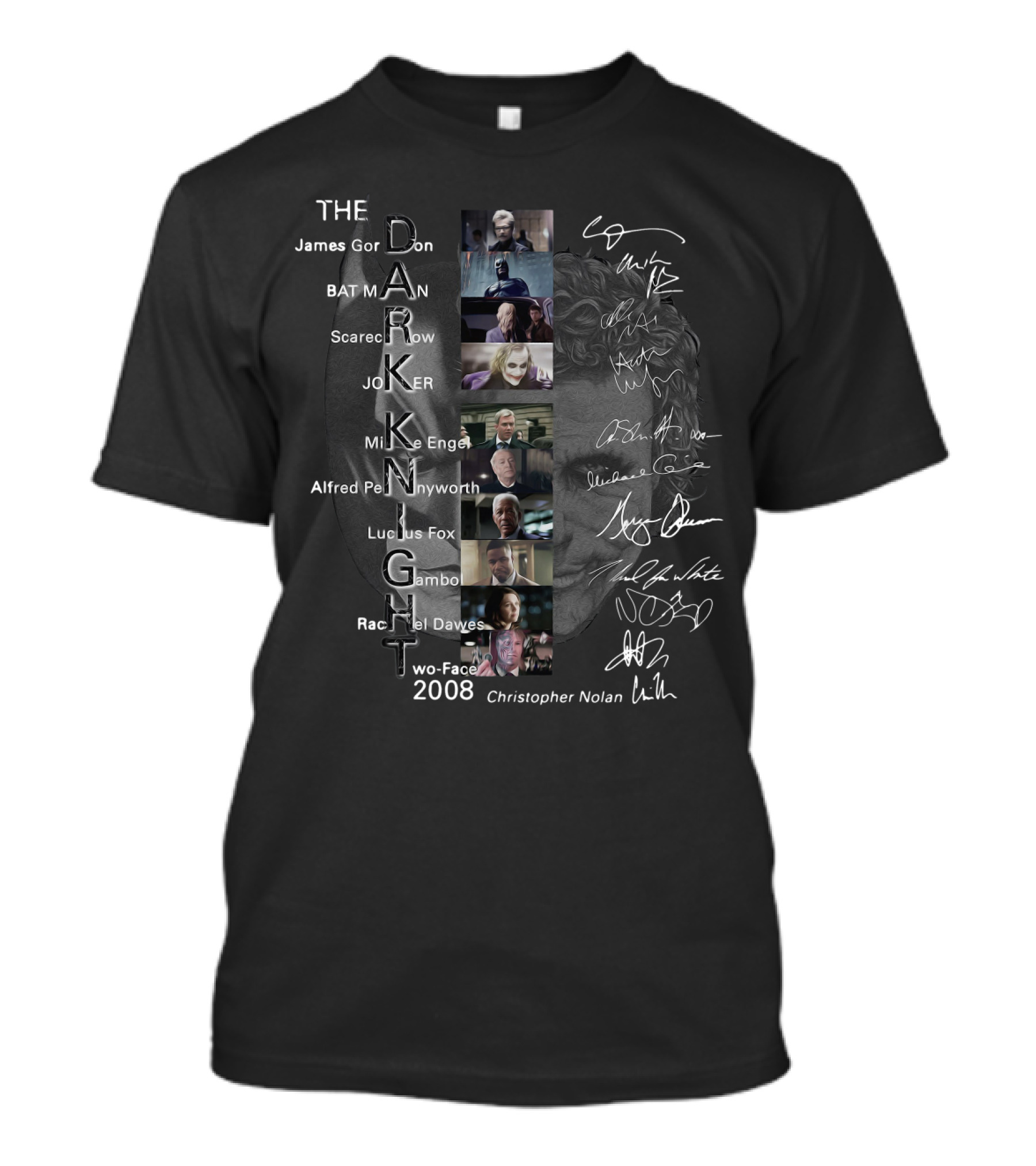The Dark Knight James Gordon Batman Scarecrow Joker Mike Engel Alfred Pennyworth 2008 Christopher Nolan T-Shirt