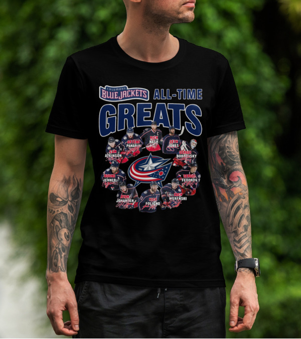 Columbus Blue Jackets All-Time Greats Artemi Panarin Rick Nash Seth Jones Sergei Bobrovsky Cam Atkinson Boone Jenner Sergei Fedorov Ryan Johansen Nick Foligno Zach Werenski T-Shirt