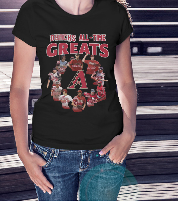 DBacks All-Time Greats Randy Johnson Luis Gonzalez Matt Williams Paul Goldschmidt Mark Grace A.J. Pollock Steve Finley Justin Upton Brandon Webb T-Shirt
