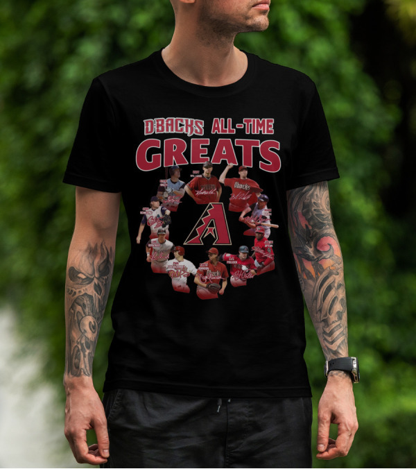 DBacks All-Time Greats Randy Johnson Luis Gonzalez Matt Williams Paul Goldschmidt Mark Grace A.J. Pollock Steve Finley Justin Upton Brandon Webb T-Shirt