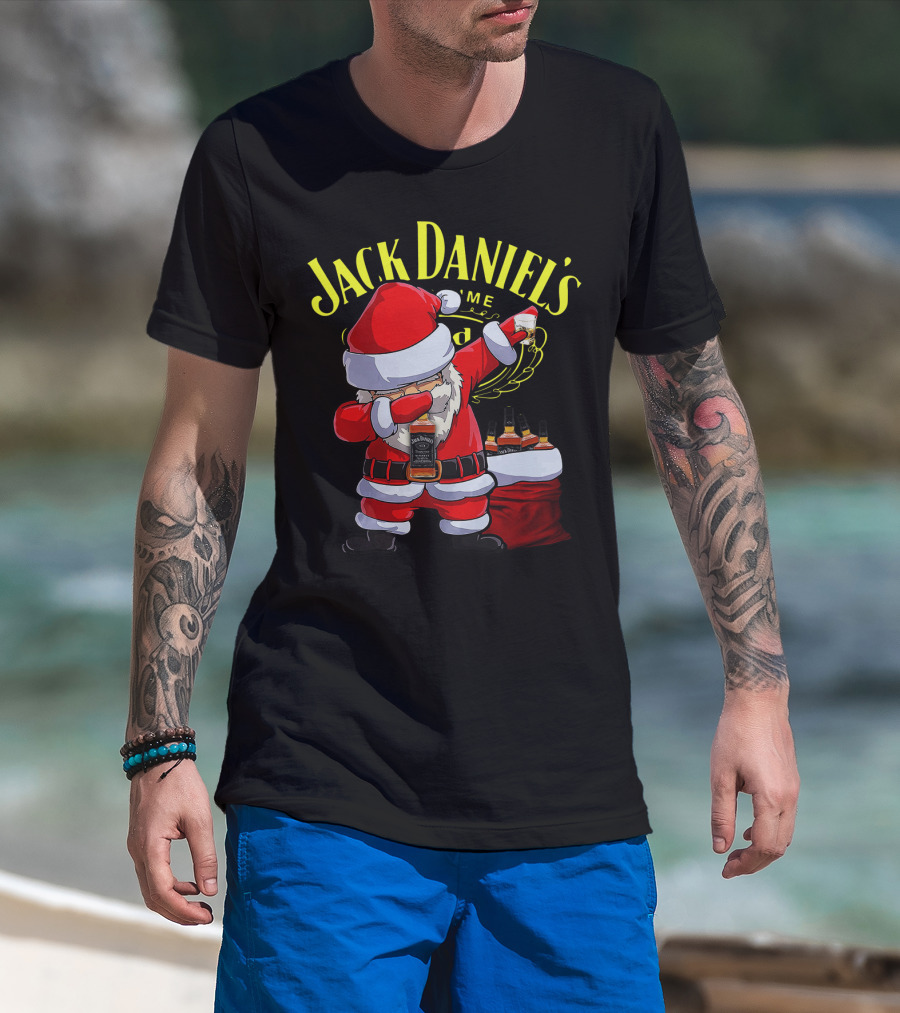 Santa Claus Dabbing With Jack Daniel's Bottles In Sack T-Shirt