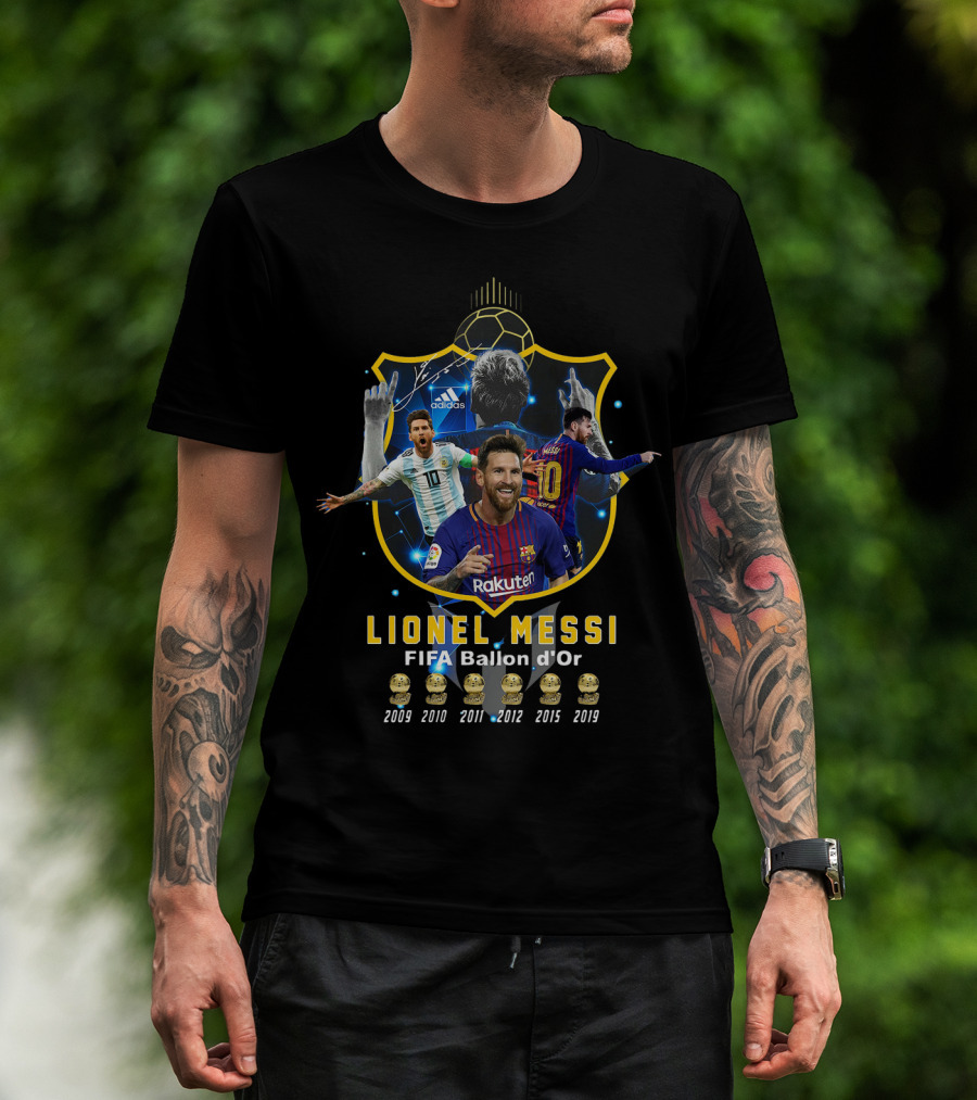 Lionel Messi Fifa Ballon D'or 2009 2010 2011 2012 2015 2019 T-Shirt