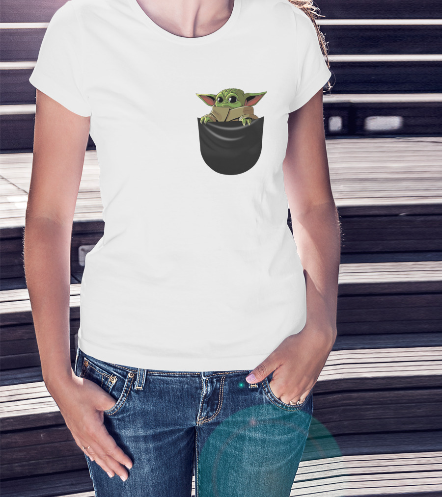 The Mandalorian Grogu Baby Yoda In Pocket Star Wars T-Shirt