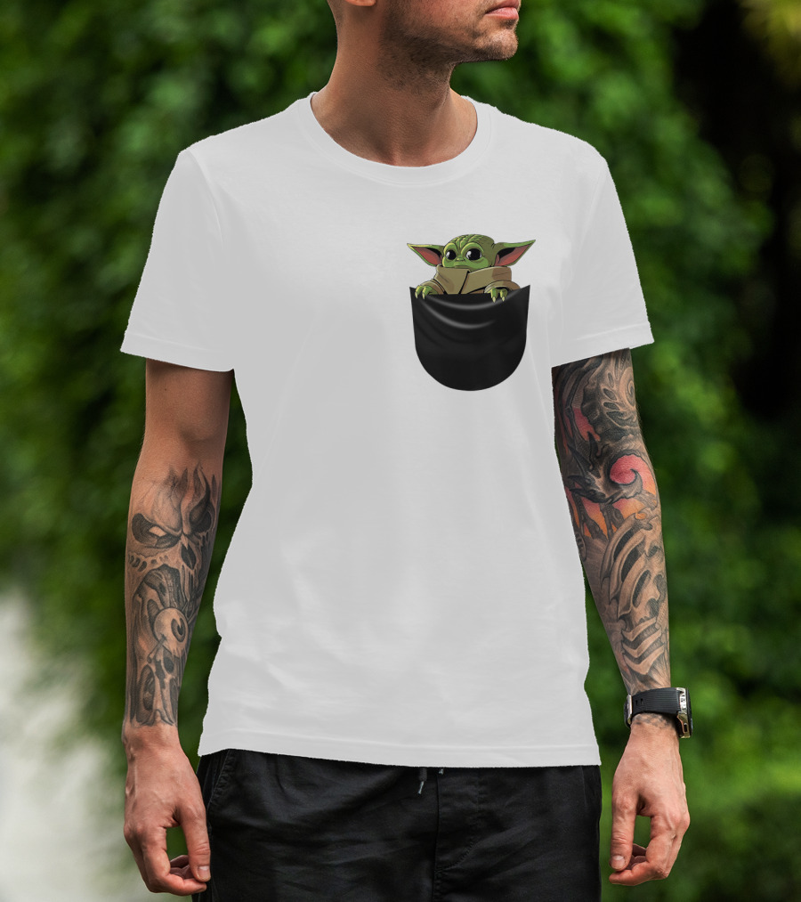 The Mandalorian Grogu Baby Yoda In Pocket Star Wars T-Shirt