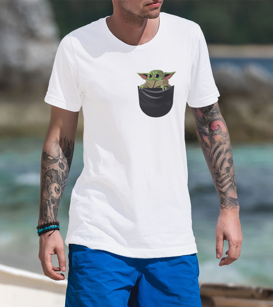 The Mandalorian Grogu Baby Yoda In Pocket Star Wars T-Shirt
