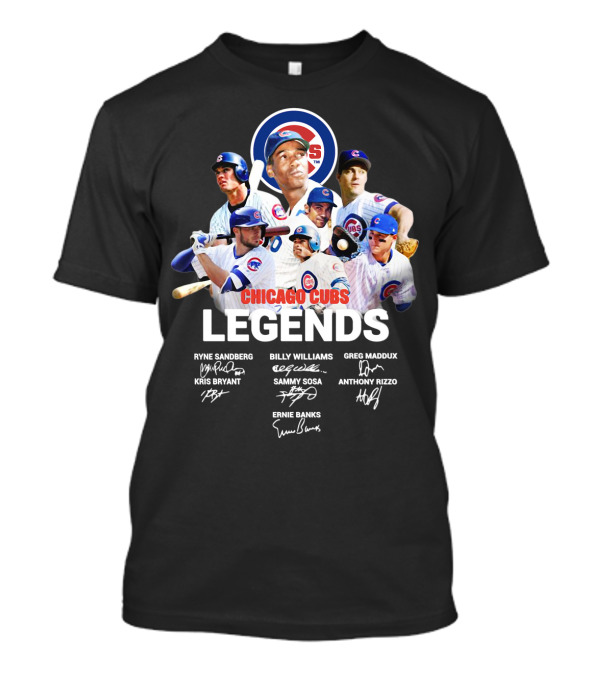 Chicago Cubs Legends Ryne Sandberg Billy Williams Greg Maddux Kris Bryant Sammy Sosa Anthony Rizzo Ernie Banks T-Shirt