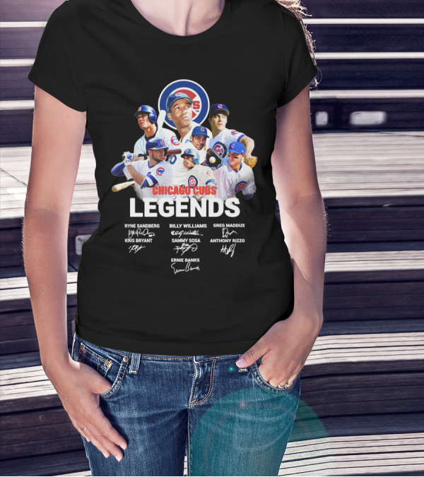 Chicago Cubs Legends Ryne Sandberg Billy Williams Greg Maddux Kris Bryant Sammy Sosa Anthony Rizzo Ernie Banks T-Shirt