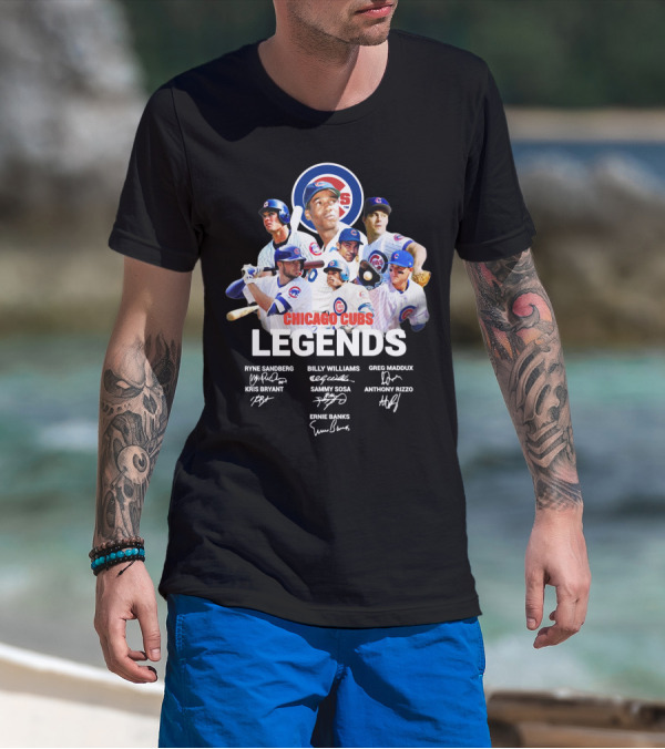Chicago Cubs Legends Ryne Sandberg Billy Williams Greg Maddux Kris Bryant Sammy Sosa Anthony Rizzo Ernie Banks T-Shirt