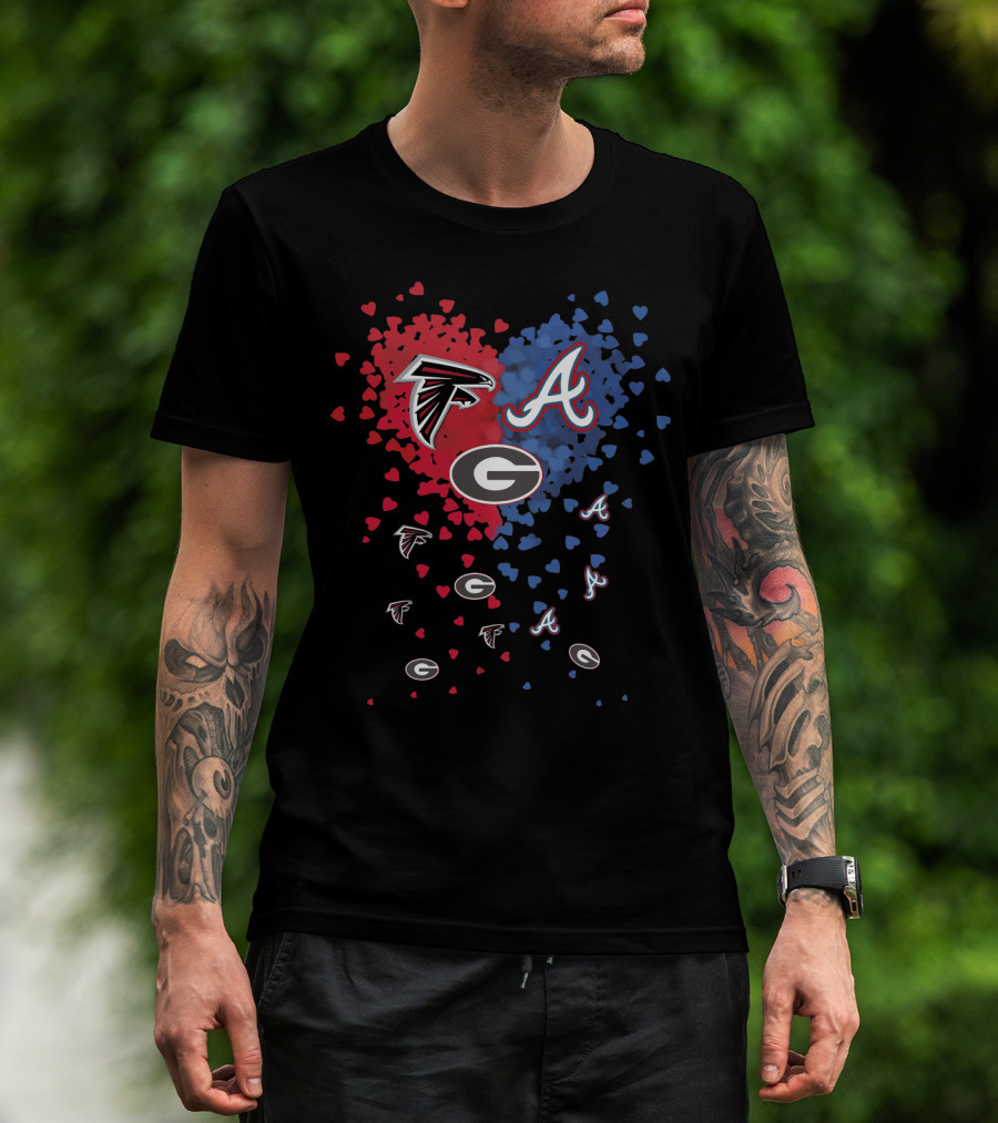 Atlanta Falcons Atlanta Braves Georgia Bulldogs Heart T-Shirt