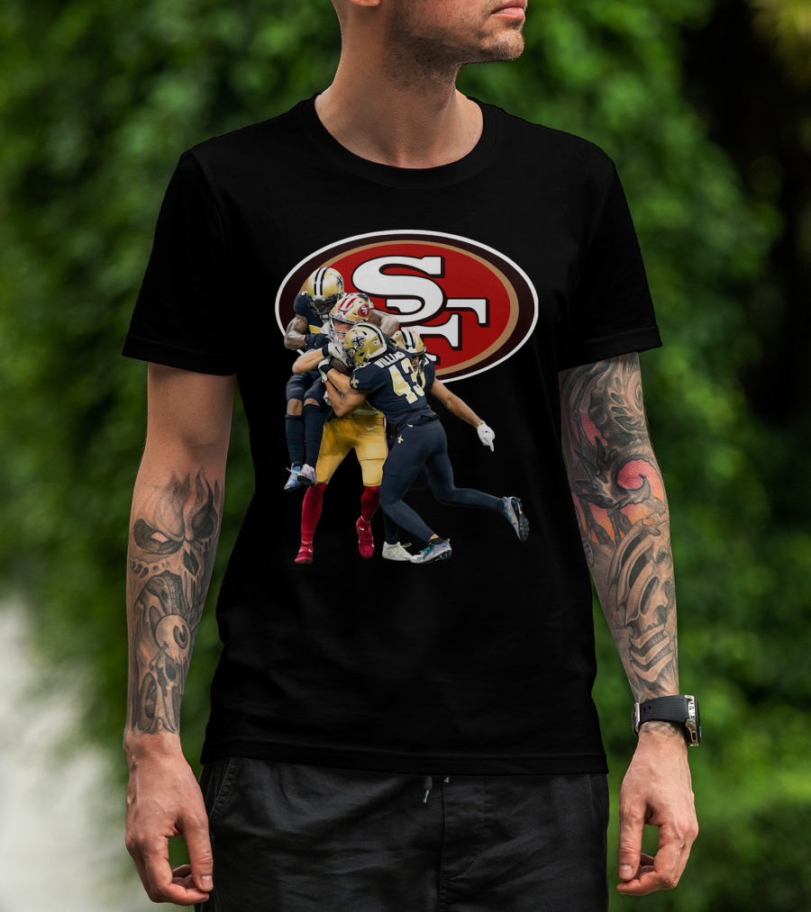 San Francisco 49ers Vs New Orleans Saints Marcus Williams Action Play T-Shirt