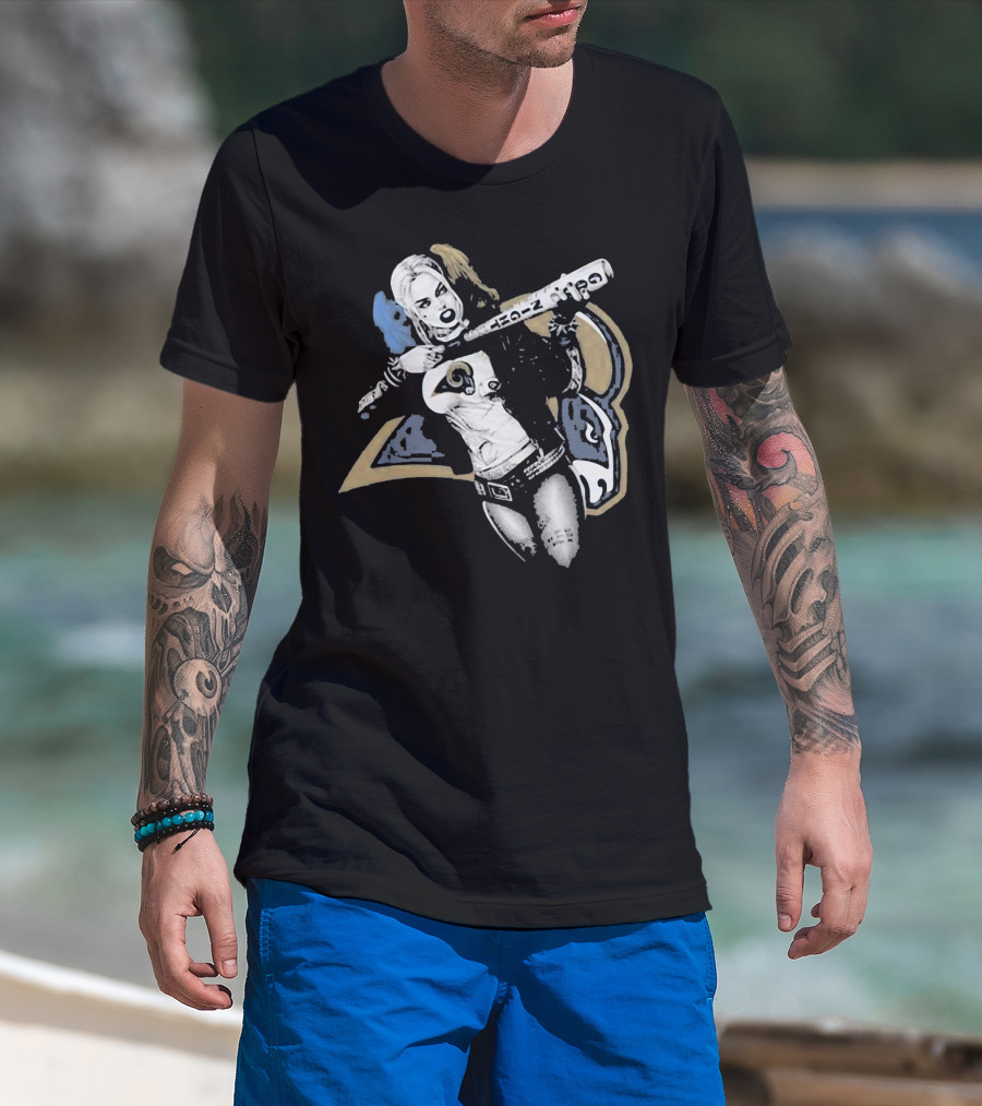 Dc Harley Quinn Rams Bat Villain Crossover T-Shirt