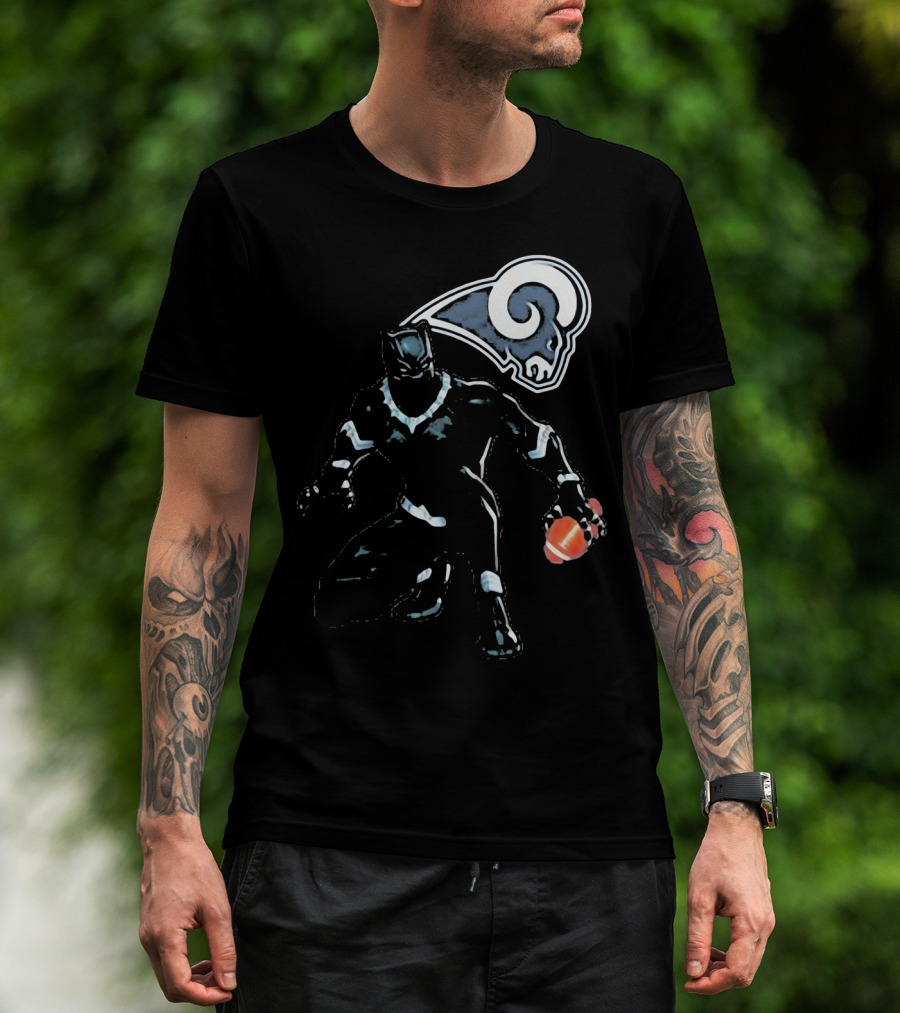 Black Panther Rams Football Crossover Los Angeles Rams T-Shirt