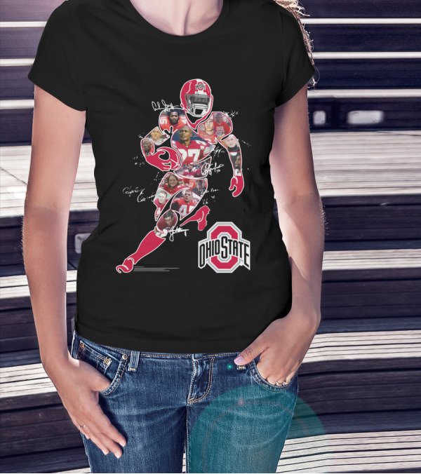 Ohio State Buckeyes Football Collage With Player And Helmet T-Shirt
