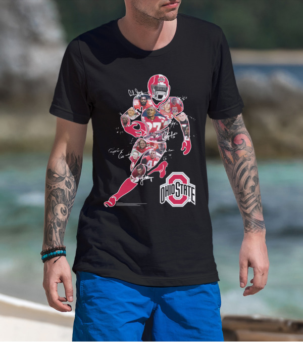 Ohio State Buckeyes Football Collage With Player And Helmet T-Shirt
