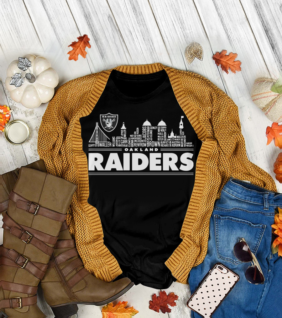 Oakland Raiders Skyline Jacobs Brown Waller Carr Abram Conley Renfrow T-Shirt